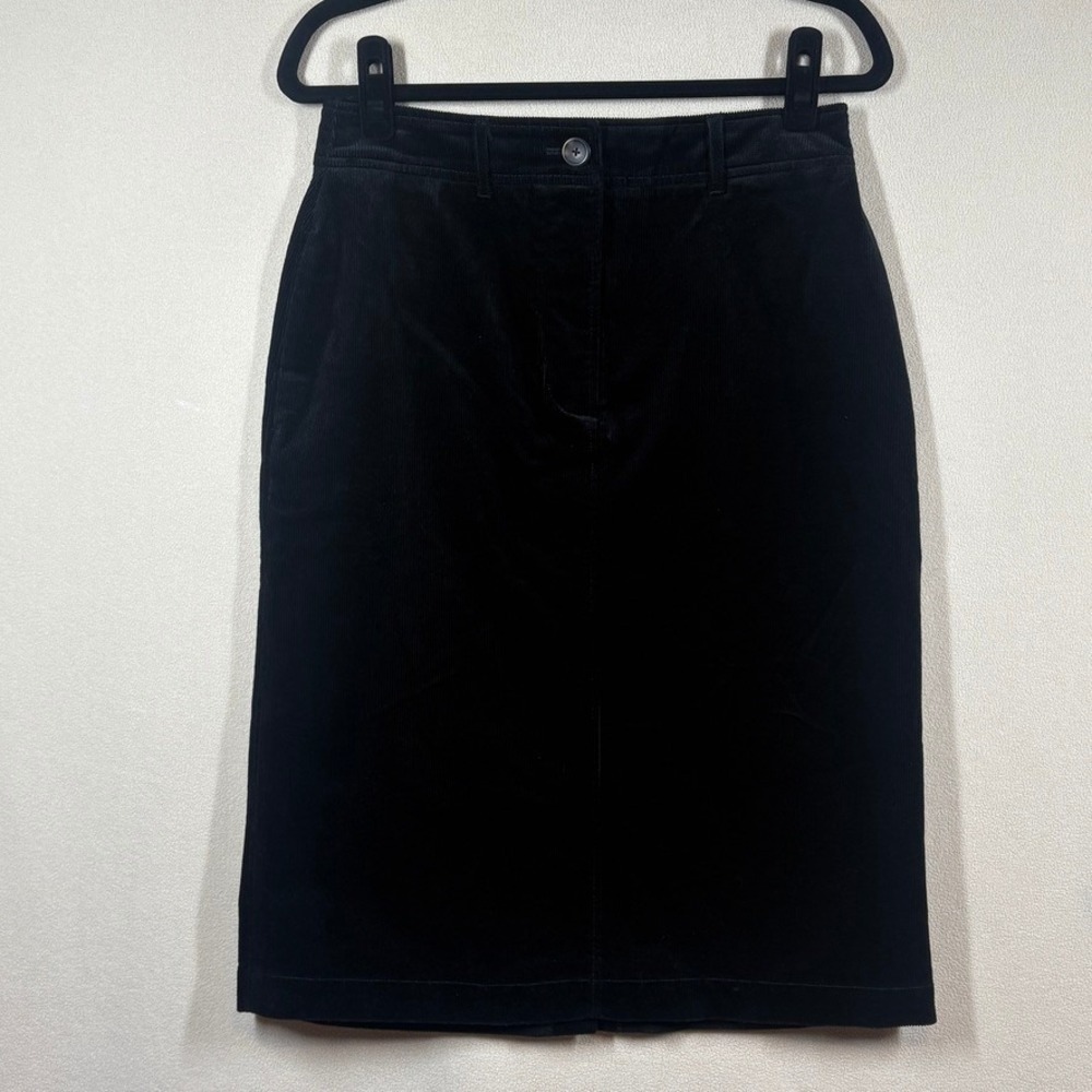 Boden Womens Corduroy Pencil Skirt 8R Black Minimalist Capsule Preppy Academia